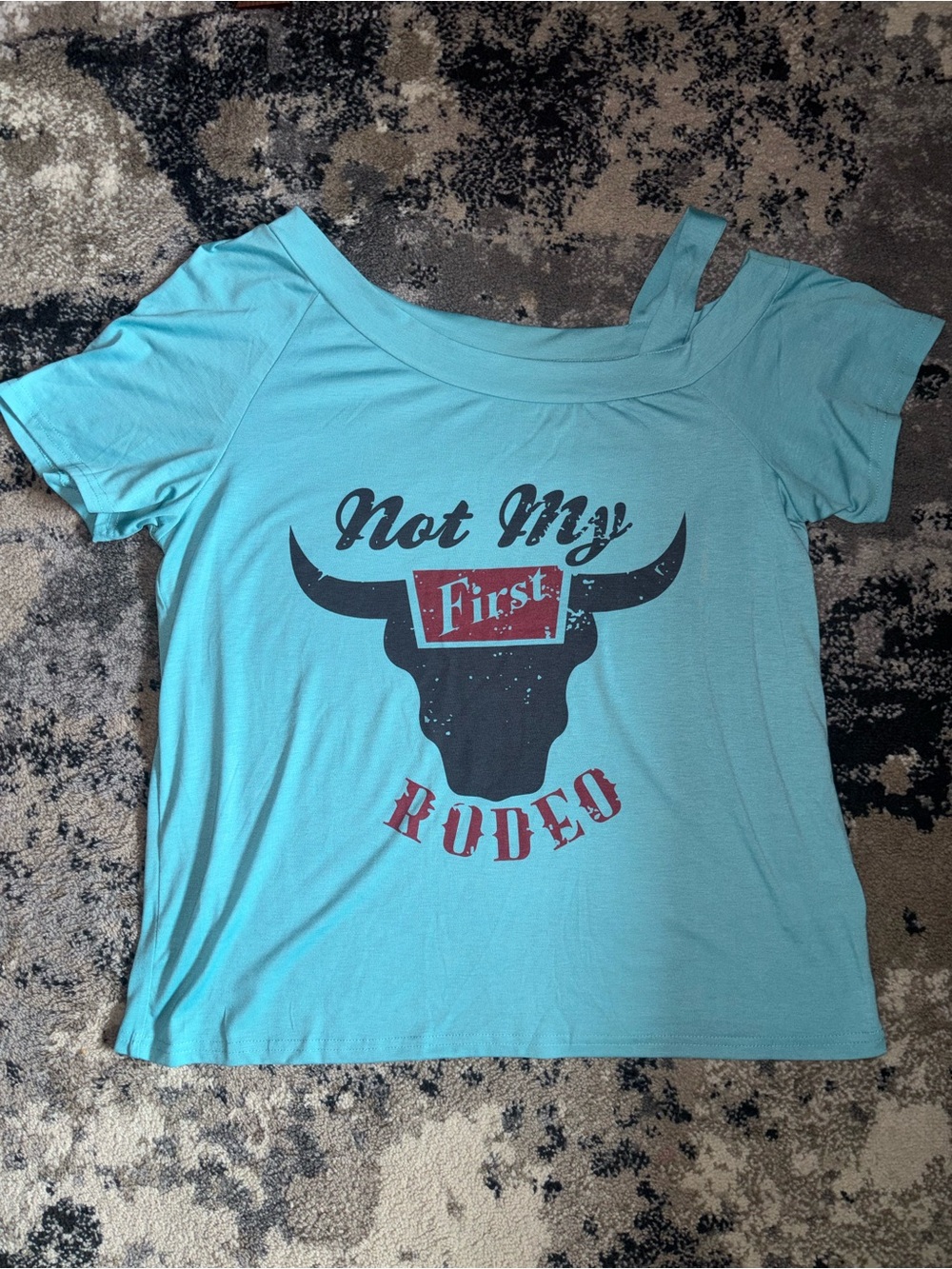 SHEIN Turquoise Graphic 'Not My First Rodeo' Tank Top